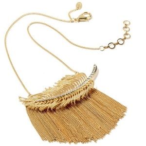 BUNDLE SET Amrita Singh Gold Feather Necklace & Peace Sign Earrings